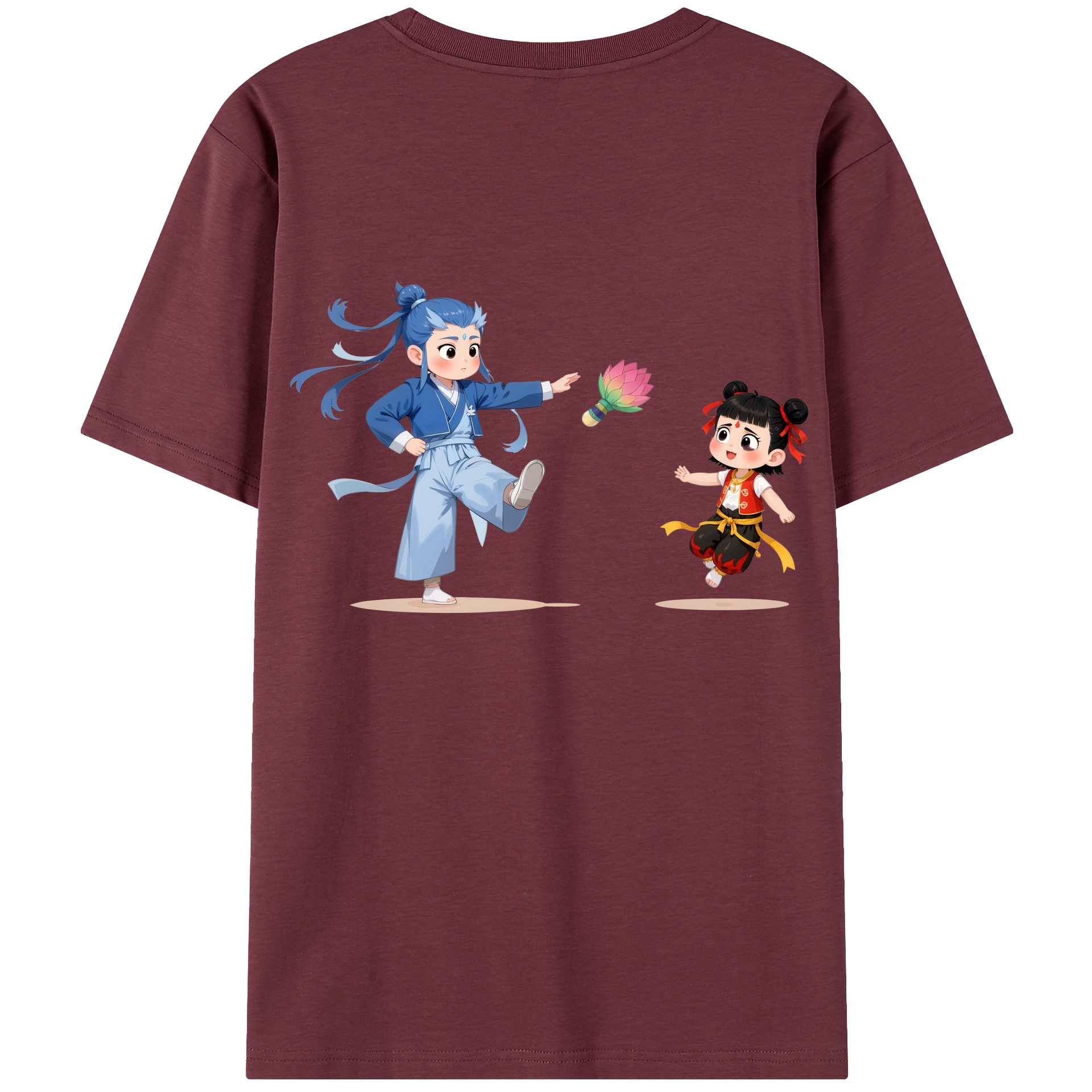 （画像用） Ne Zha 2 ナタ 魔童の大暴れ 綿100％半袖Tシャツ（背面プリント）
